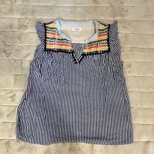 Embroidered striped sleeveless blouse size M